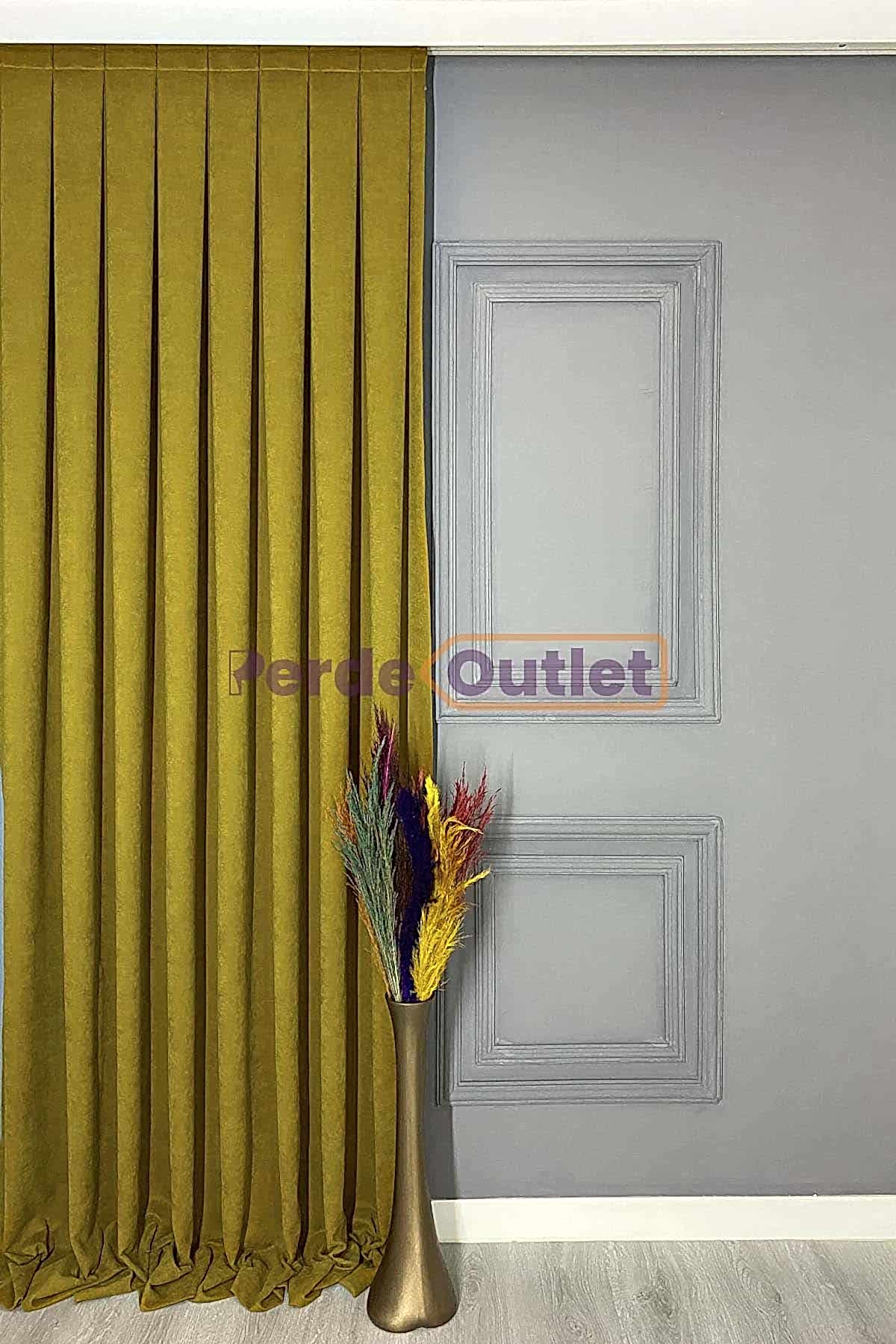 Hardal Düz Fon Perde Modeli Hardal Düz Fon Perde